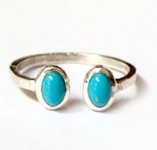 Open Shank Sterling Silver Rings with 2 Turquoise or bespoke gemstones