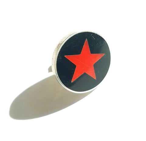 Star red & black round earring (single)