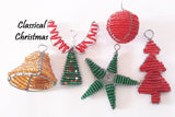 Christmas Decorations - Pack of 5 - African Beaded Wire Ornaments