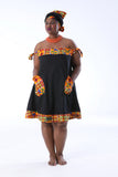 Cotton & Wax Print Off the Shoulder Mini Dress & Doek