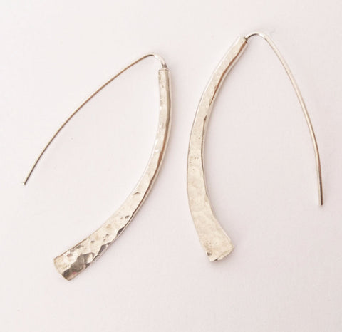 Hammered Silver Sickle Earrings, Wild By Design, Earrings- The Wild Coast Trading Company