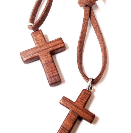 Wood & Sterling Silver Cross Pendant