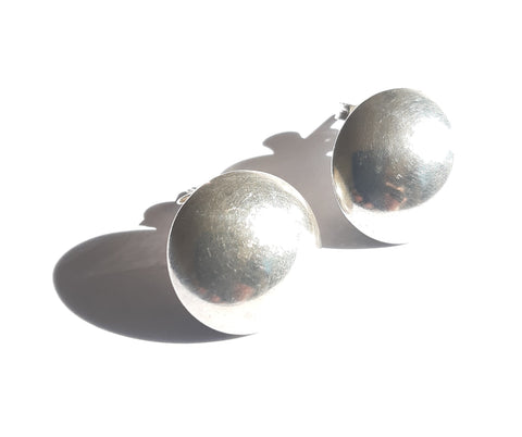 Domed silver earrings