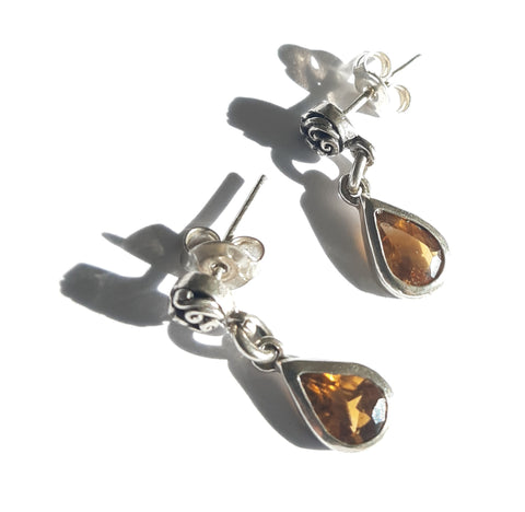 Citrine honeydrop silver earrings