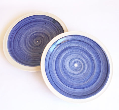 Blue Spiral Ceramic Plates