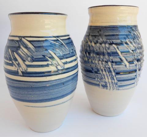 Blue Spiral Pine Engraved Ceramic Vases, John Steele, Vases- The Wild Coast Trading Company