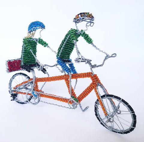 Beaded Wire Tandem Bicycle, Johnson Sithole, Wire Sculptures- The Wild Coast Trading Company