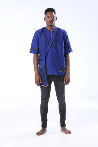 Buy African Xhosa mens beaded uMbhaco tops shirts safely online The Wild Coast Trading Company