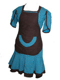 Shweshwe Dress, Apron & Doek, Molly Rusi, Dresses- The Wild Coast Trading Company