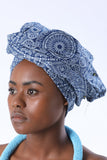 Shweshwe Umbhaco Ruffle Dress with Doek - max size 40