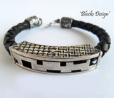 Silver & Leather MAN Bracelet, Wild By Design, Bracelets- The Wild Coast Trading Company