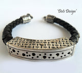 Silver & Leather MAN Bracelet, Wild By Design, Bracelets- The Wild Coast Trading Company