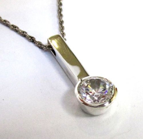 Cubic Zirconia and Silver Pendant