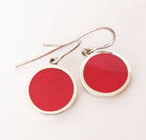 Round Silver and Resin Earrings
