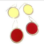Round Silver and Resin Earrings