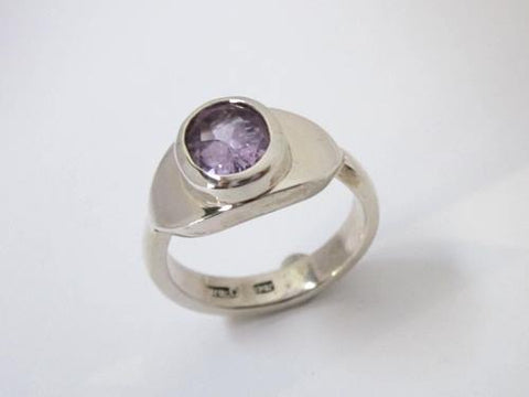 Oval Sterling Silver Ring with Amethyst